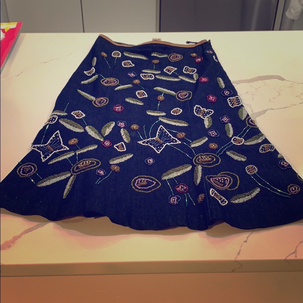 Denim beaded skirt